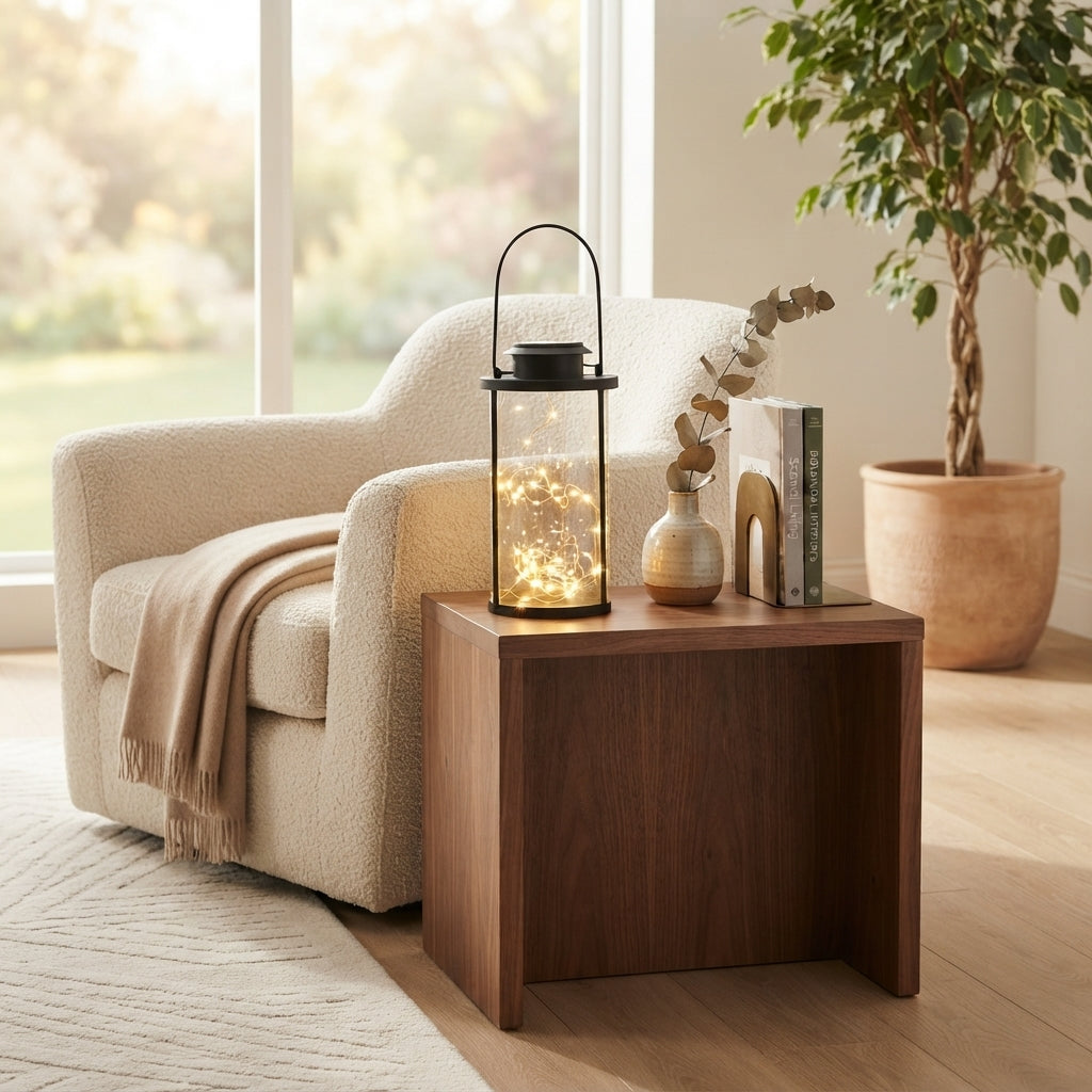 Portable Solar Lantern - Retro Clear Glass and Black Aluminum Jar Light with 50 Warm White LEDs and IP65 Rating for Courtyard and Lawn