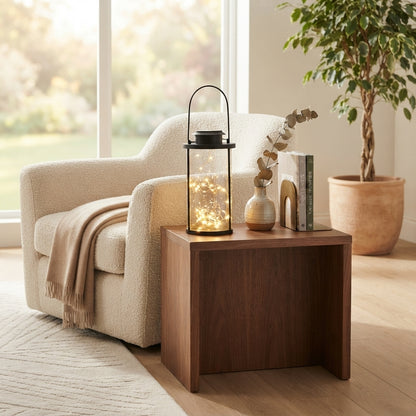 Portable Solar Lantern - Retro Clear Glass and Black Aluminum Jar Light with 50 Warm White LEDs and IP65 Rating for Courtyard and Lawn