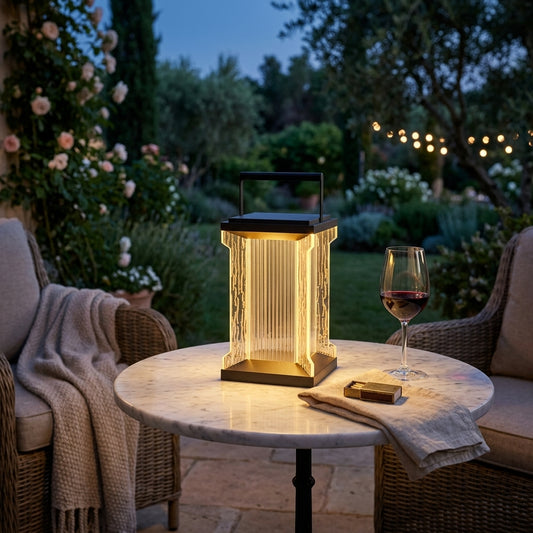 Courtyard Outdoor Lantern - Stainless Steel and Glass Minimalist Light with Hardwired or Solar Power in 11.8 and 19.7 Inch Heights