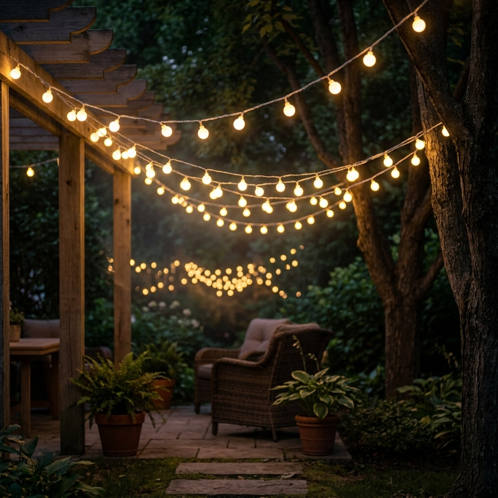 Globe LED String Lights - Frosted Globe Bulbs on Flexible Shape-Holding Wire with USB or Battery Power for Bedroom Walls and Patios