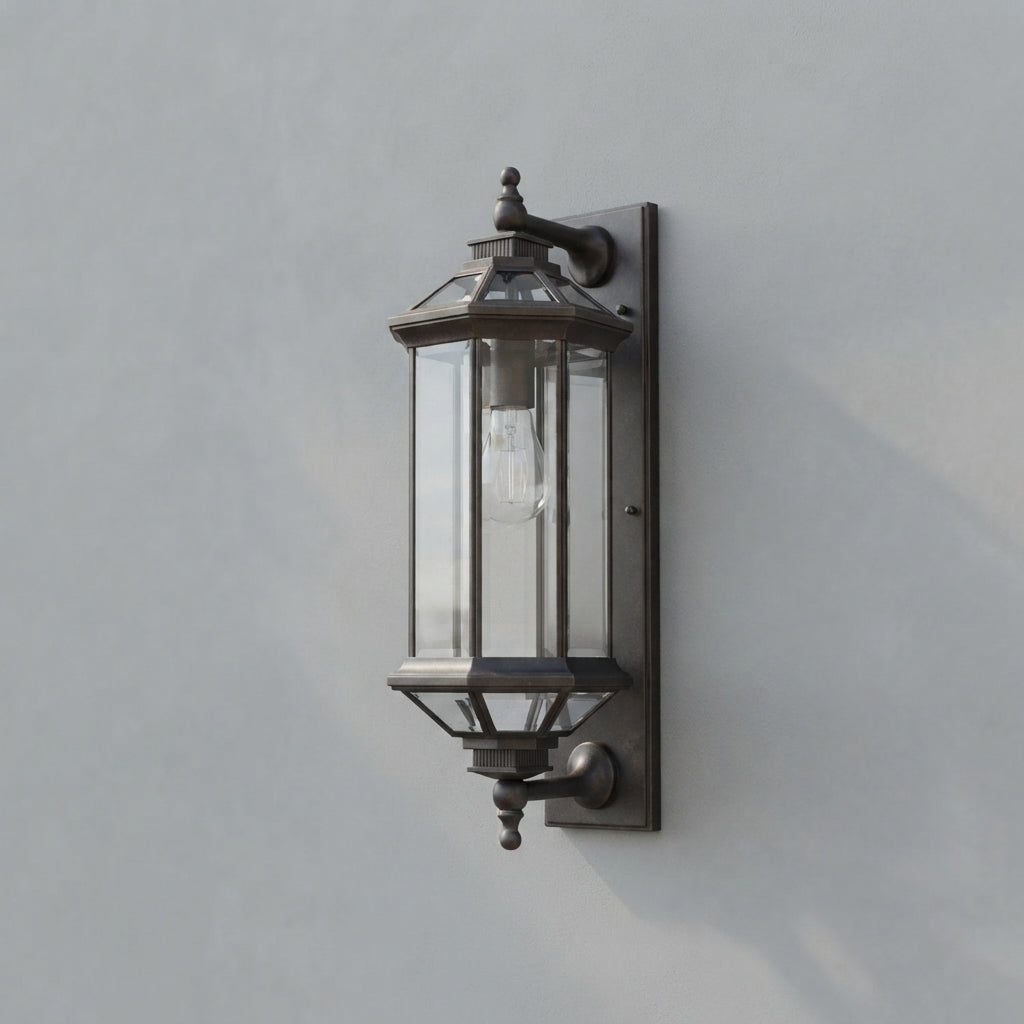 Vintage Cylinder Porch Wall Light - Aluminum Cylinder Sconce with Clear or Striped Glass, 22.8 and 31.5 Inch Sizes, Hardwired or Solar