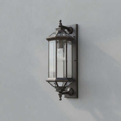Vintage Cylinder Porch Wall Light - Aluminum Cylinder Sconce with Clear or Striped Glass, 22.8 and 31.5 Inch Sizes, Hardwired or Solar