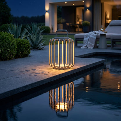 Outdoor Solar Lantern - Iron and Acrylic 6W Warm LED Light in Brushed Gray or White, 11.8 and 19.7 Inch Heights, 10 to 12 Hour Runtime