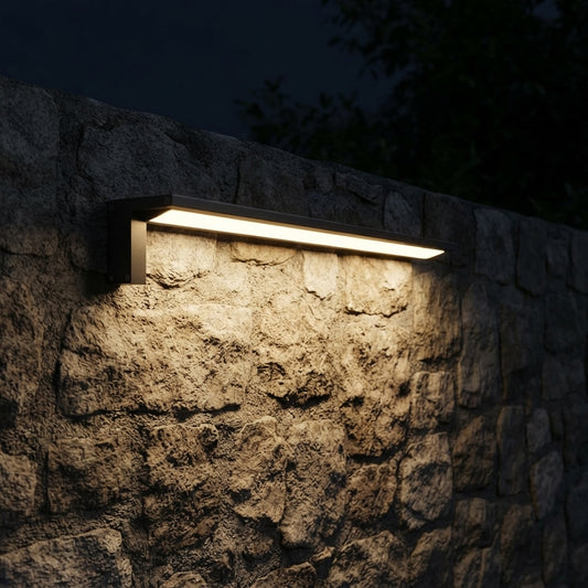 Washer Modern Solar Wall Light - Aluminum and Glass Linear Wall Washer in 6.8, 19.7 and 39.1 Inch Sizes with Yellow or Warm White LEDs