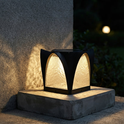 Modern Post Light - Black ABS and Acrylic Round Post Cap in Solar or Hardwired Builds, 7.87 to 15.75 Inch Diameters, Single to 8-Pack