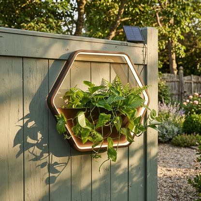 Plant Wall Light - Black Stainless Steel Solar or Hardwired Sconce in Square, Rectangular, Hexagon and Round from 15.75 to 33.46 Inches