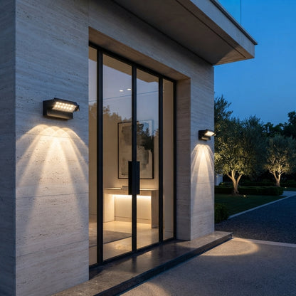 Outdoor Wall Washer Light - 24W Dual-Color Black Aluminum Spotlight with a 360 Degree Rotatable Head and IP65 Rating for Gardens