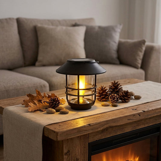 Solar Hanging Flicker Flame Lantern - Compact Cordless Lantern with Integrated Loop for Fence Panels, Wall Brackets, Porches and Balconies