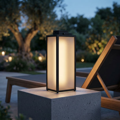 Square Handheld Lantern - Stainless Steel and PC Lawn Lantern in 15.7 or 25.6 Inch Heights with Hardwired, Battery or Solar Power, IP65