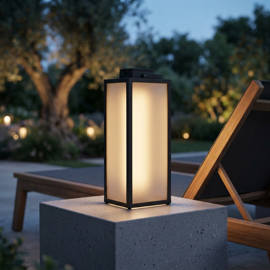Square Handheld Lantern - Stainless Steel and PC Lawn Lantern in 15.7 or 25.6 Inch Heights with Hardwired, Battery or Solar Power, IP65