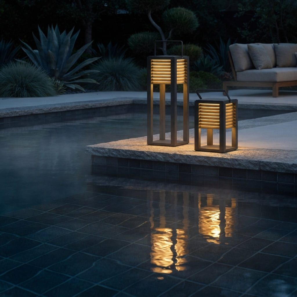 Outdoor Floor Lantern - Stainless Steel and PC Solar or Hardwired Black Light in 16 to 32 Inch Heights for Pathways, Gardens and Camping