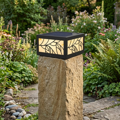 Deck Modern Square Post Light - Imitation Marble and Stainless Steel Column in 12.6, 16.5, 20.5 and 24.4 Inch Sizes, Solar or Hardwired