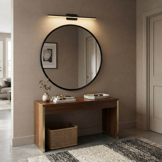 Linear Bathroom Vanity Light - Integrated LED Mirror Bar in Iron and Aluminum, 23.6 to 35.4 Inches, White or Warm White, Black or White
