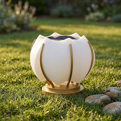 Flower Post Light - Gray and White Stainless Steel with Acrylic Shade, Solar or Hardwired, in 7.8 to 15.7 Inch Diameters for Courtyards