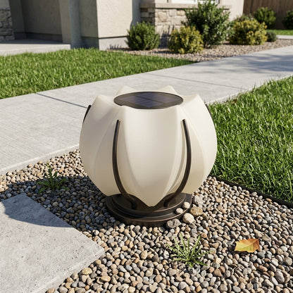 Flower Post Light - Gray and White Stainless Steel with Acrylic Shade, Solar or Hardwired, in 7.8 to 15.7 Inch Diameters for Courtyards