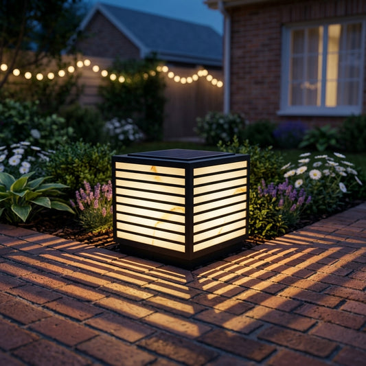 Deck Square Modern Post Light - Black Imitation Marble and Stainless Steel Lamp in Five Sizes from 8 to 17 Inches, Solar, Hardwired or Both