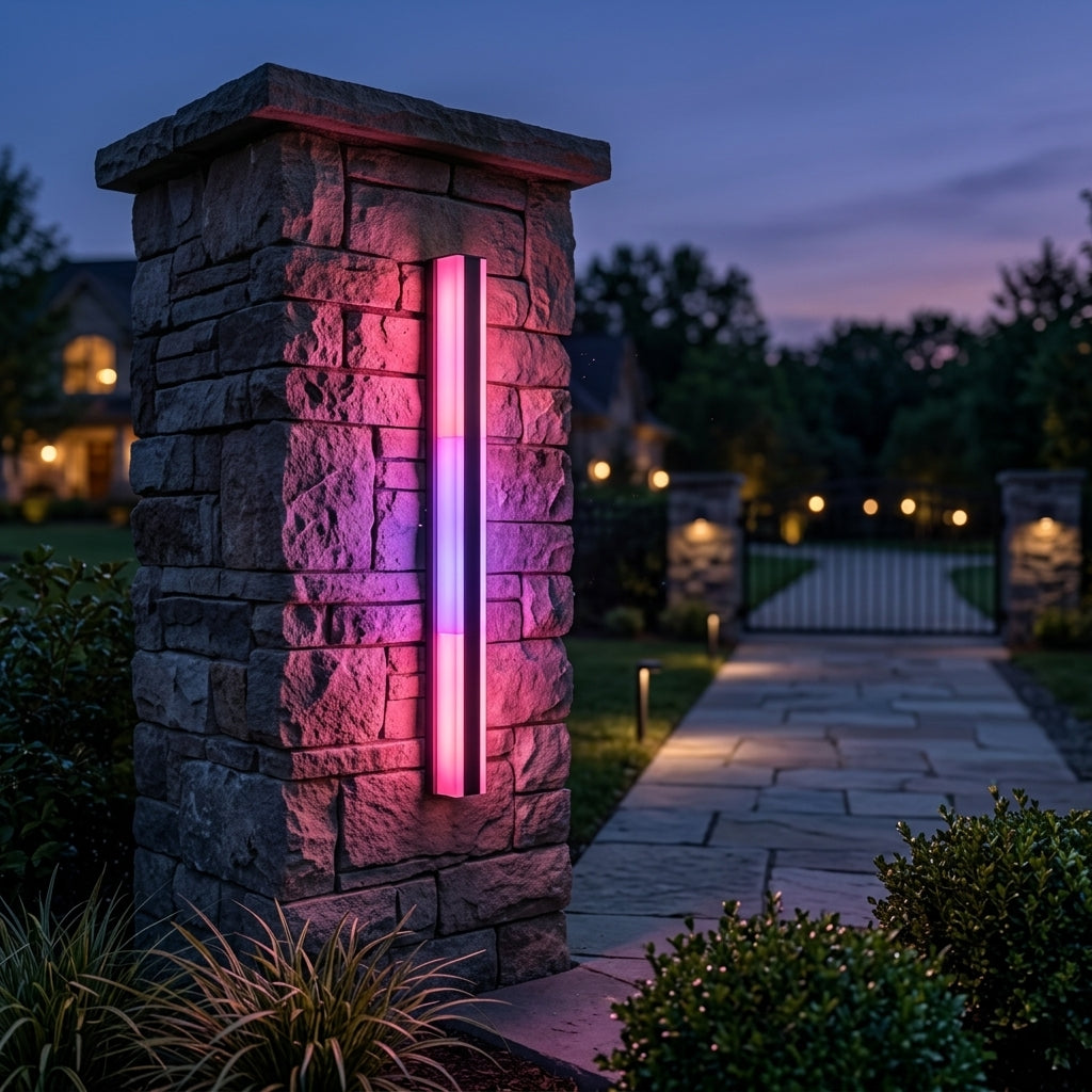 Modern Strip Wall Light - Black Stainless Steel Linear Bar from 24 to 94 Inches Long in Single to 8-Pack for Courtyard and Patio Walls