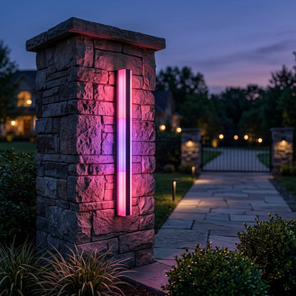 Modern Strip Wall Light - Black Stainless Steel Linear Bar from 24 to 94 Inches Long in Single to 8-Pack for Courtyard and Patio Walls