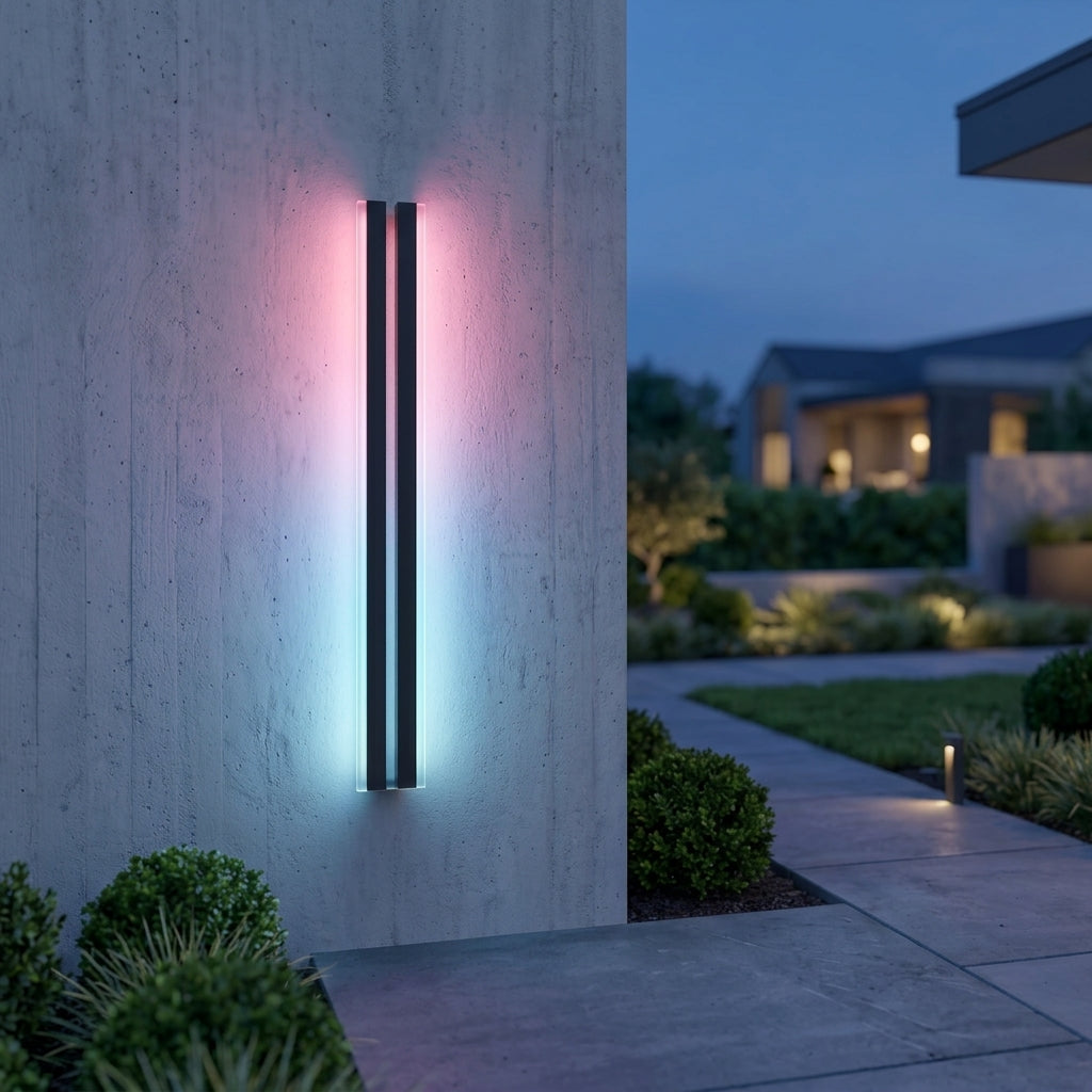 Modern Strip Wall Light - Black Stainless Steel Linear Bar from 24 to 94 Inches Long in Single to 8-Pack for Courtyard and Patio Walls