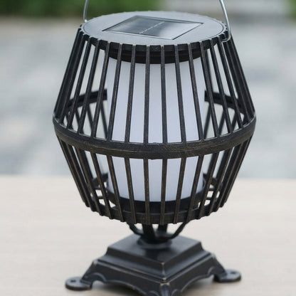 Solar Lantern - Black Aluminum Hanging Patio Light with Solar or USB Recharging and Cool, Warm White or Colorful LED Modes for Courtyards