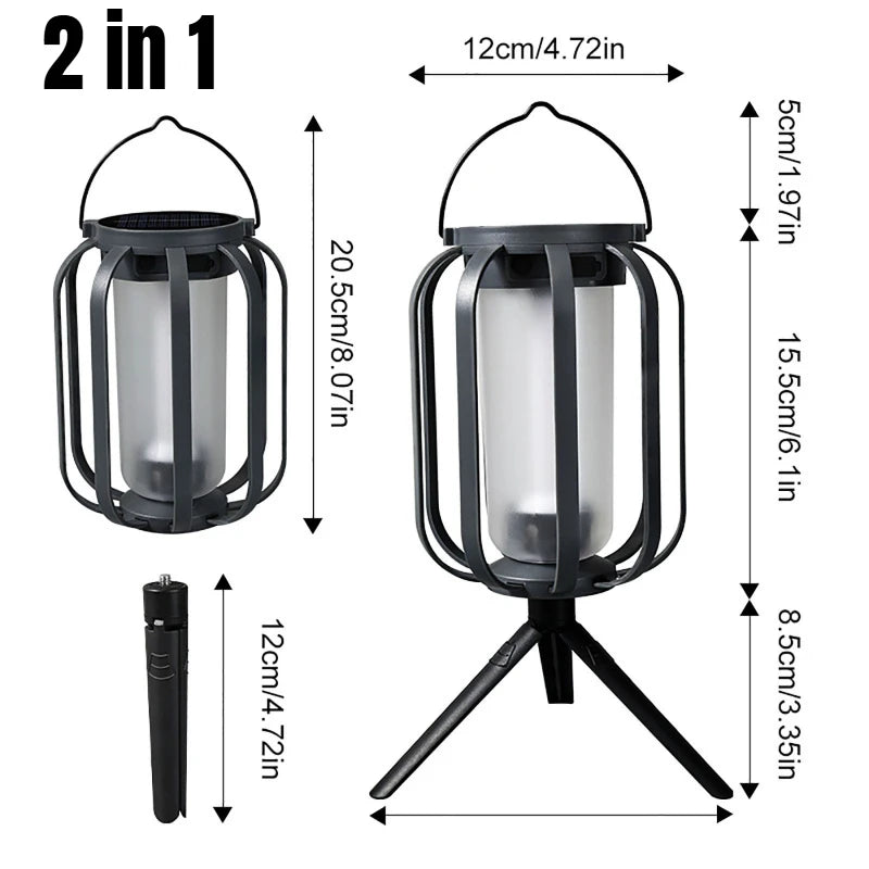 Solar Flame Camping Lantern - 22 LED Flame Effect Light with Solar and USB Charging and IPX4 Rating for Camping, Patio and Power Cuts