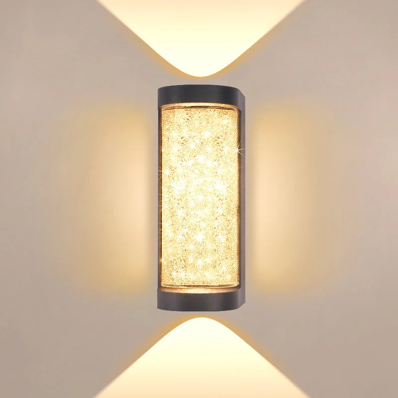 Modern Crystal Porch Wall Light - 10 W Die-cast Aluminum and Clear Glass Sconce, Round or Square, in Cool or Warm White for Courtyard Walls