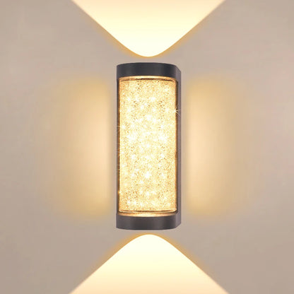 Modern Crystal Porch Wall Light - 10 W Die-cast Aluminum and Clear Glass Sconce, Round or Square, in Cool or Warm White for Courtyard Walls