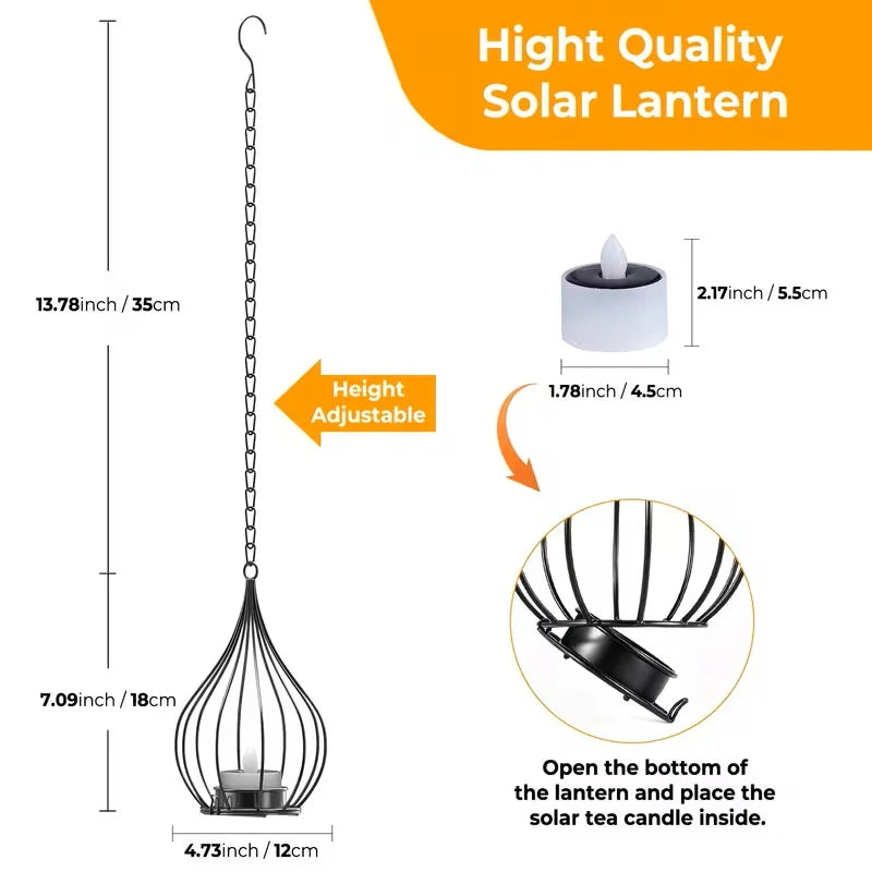 Flickering Solar Candle Lanterns - Glazed Panel Lanterns in 2 or 4 Packs with Cordless Solar Dusk Lighting for Garden Tables and Paths