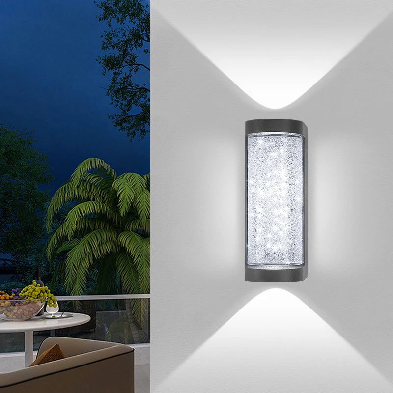 Modern Crystal Porch Wall Light - 10 W Die-cast Aluminum and Clear Glass Sconce, Round or Square, in Cool or Warm White for Courtyard Walls