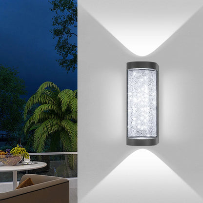 Modern Crystal Porch Wall Light - 10 W Die-cast Aluminum and Clear Glass Sconce, Round or Square, in Cool or Warm White for Courtyard Walls