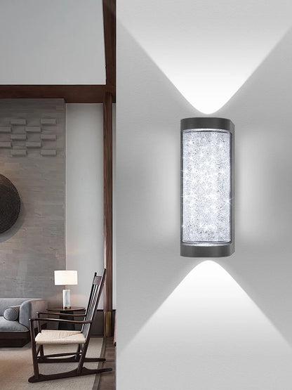 Modern Crystal Porch Wall Light - 10 W Die-cast Aluminum and Clear Glass Sconce, Round or Square, in Cool or Warm White for Courtyard Walls