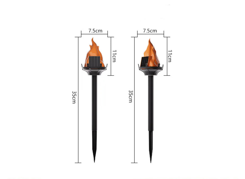 Solar Flickering Flame Pathway Torch - Ground Stake Flame Effect Light with Automatic Dusk Operation for Garden Paths, Drives and Lawn Edges