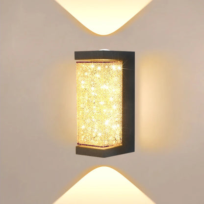 Modern Crystal Porch Wall Light - 10 W Die-cast Aluminum and Clear Glass Sconce, Round or Square, in Cool or Warm White for Courtyard Walls