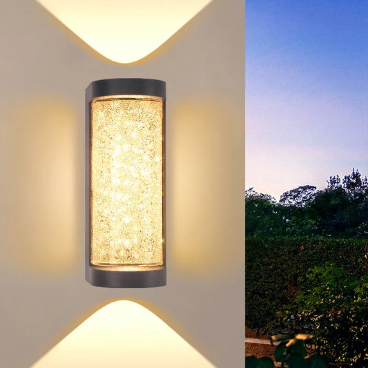 Modern Crystal Porch Wall Light - 10 W Die-cast Aluminum and Clear Glass Sconce, Round or Square, in Cool or Warm White for Courtyard Walls