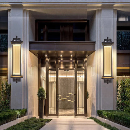 Traditional Solar Lantern Wall Light - Coffee Finish Aluminum and Acrylic Solar Sconce with Warm LED Glow for Patio, Porch and Entryways