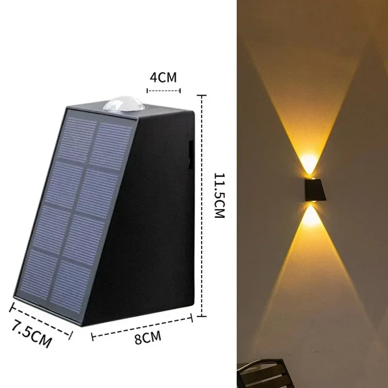 Solar Fence Wall Light - Black Die-cast Aluminum Single-Pack Minimalist Sconce with Warm LED Glow for Courtyard, Patio and Porch Fencing