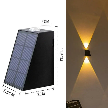Solar Fence Wall Light - Black Die-cast Aluminum Single-Pack Minimalist Sconce with Warm LED Glow for Courtyard, Patio and Porch Fencing