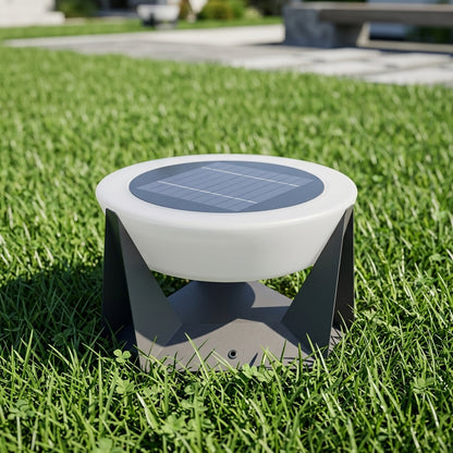 Modern Round Post Light - Black or White Metal and PC Lantern from 7 to 13 Inch Diameter, Solar or Hardwired, for Courtyard and Patio Posts