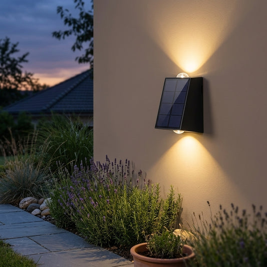 Solar Fence Wall Light - Black Die-cast Aluminum Single-Pack Minimalist Sconce with Warm LED Glow for Courtyard, Patio and Porch Fencing