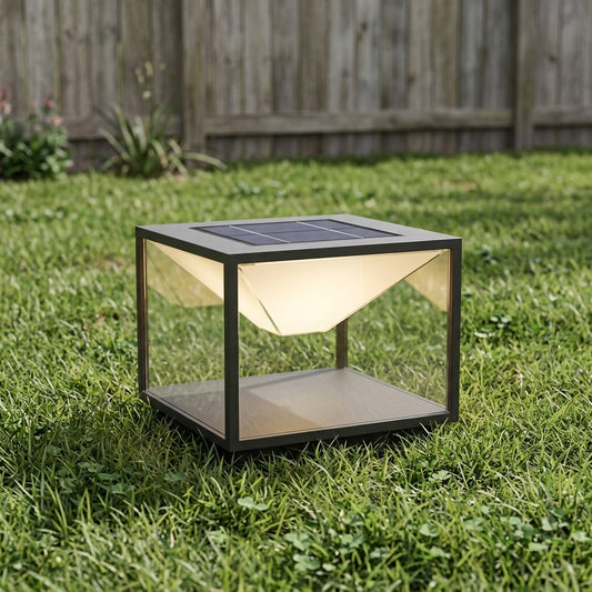 Modern Square Mountain Post Light - Black Stainless Steel and PE Lamp from 7.87 to 15.75 Inches Wide for Deck, Fence and Patio Posts