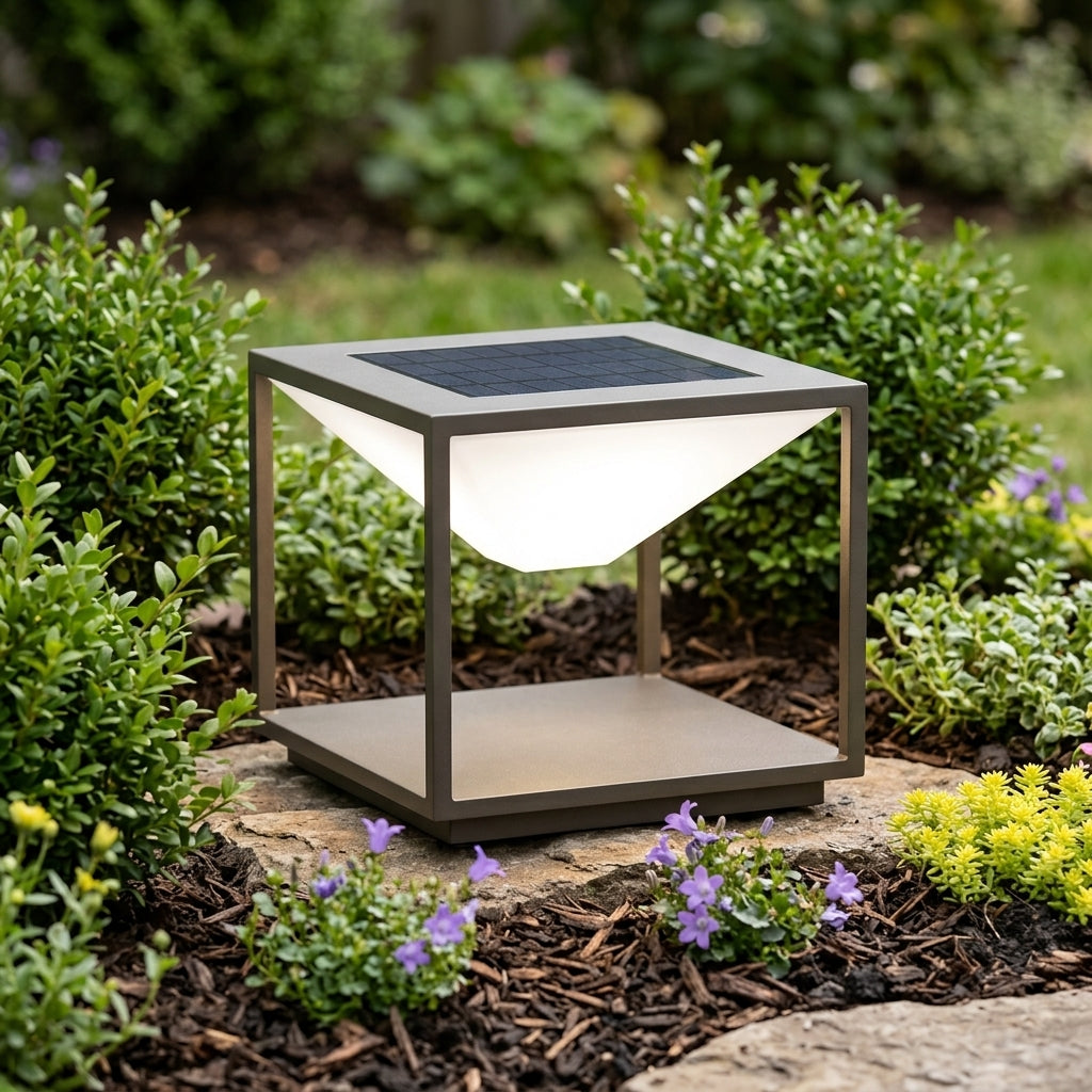 Modern Square Mountain Post Light - Black Stainless Steel and PE Lamp from 7.87 to 15.75 Inches Wide for Deck, Fence and Patio Posts