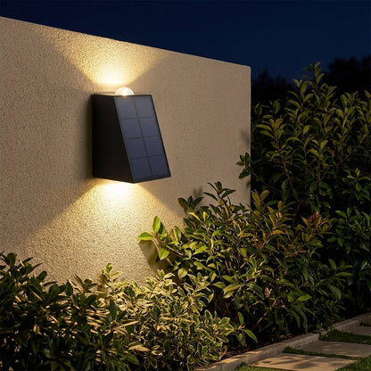 Solar Fence Wall Light - Black Die-cast Aluminum Single-Pack Minimalist Sconce with Warm LED Glow for Courtyard, Patio and Porch Fencing