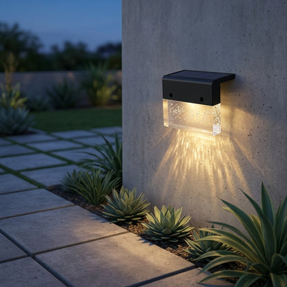 Fence Solar Modern Wall Light - Black ABS and Acrylic Sconces in Rectangle or Semicircle, 6 to 48 Packs, for Courtyard and Patio Fences