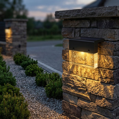 Fence Solar Modern Wall Light - Black ABS and Acrylic Sconces in Rectangle or Semicircle, 6 to 48 Packs, for Courtyard and Patio Fences