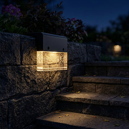 Fence Solar Modern Wall Light - Black ABS and Acrylic Sconces in Rectangle or Semicircle, 6 to 48 Packs, for Courtyard and Patio Fences