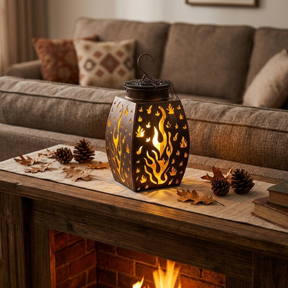 Bronze Solar Hanging Lanterns - Matched Pair of 16 Inch Metal Flame Effect Lanterns for Shepherd's Hooks, Porch Brackets and Pergola Beams