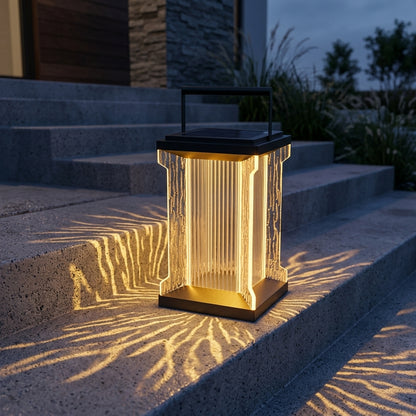 Courtyard Outdoor Lantern - Stainless Steel and Glass Minimalist Light with Hardwired or Solar Power in 11.8 and 19.7 Inch Heights