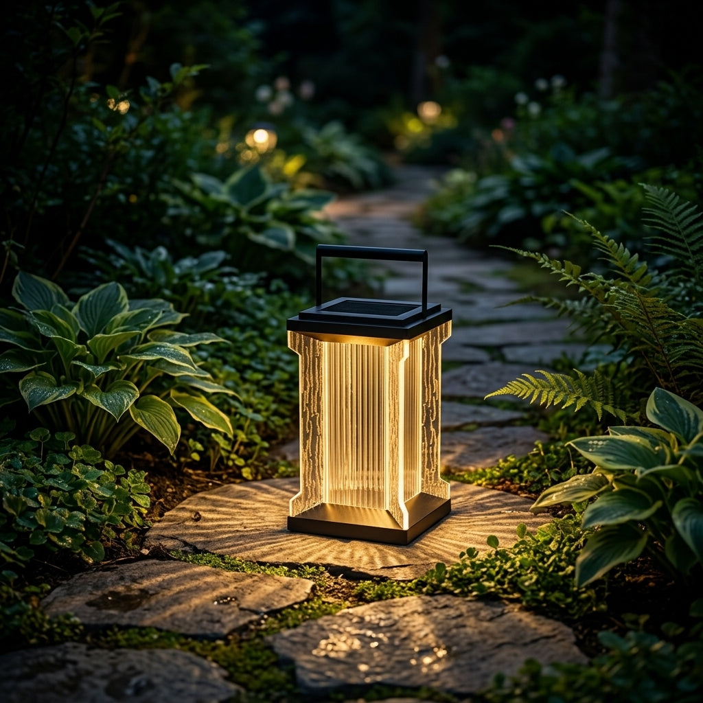 Courtyard Outdoor Lantern - Stainless Steel and Glass Minimalist Light with Hardwired or Solar Power in 11.8 and 19.7 Inch Heights