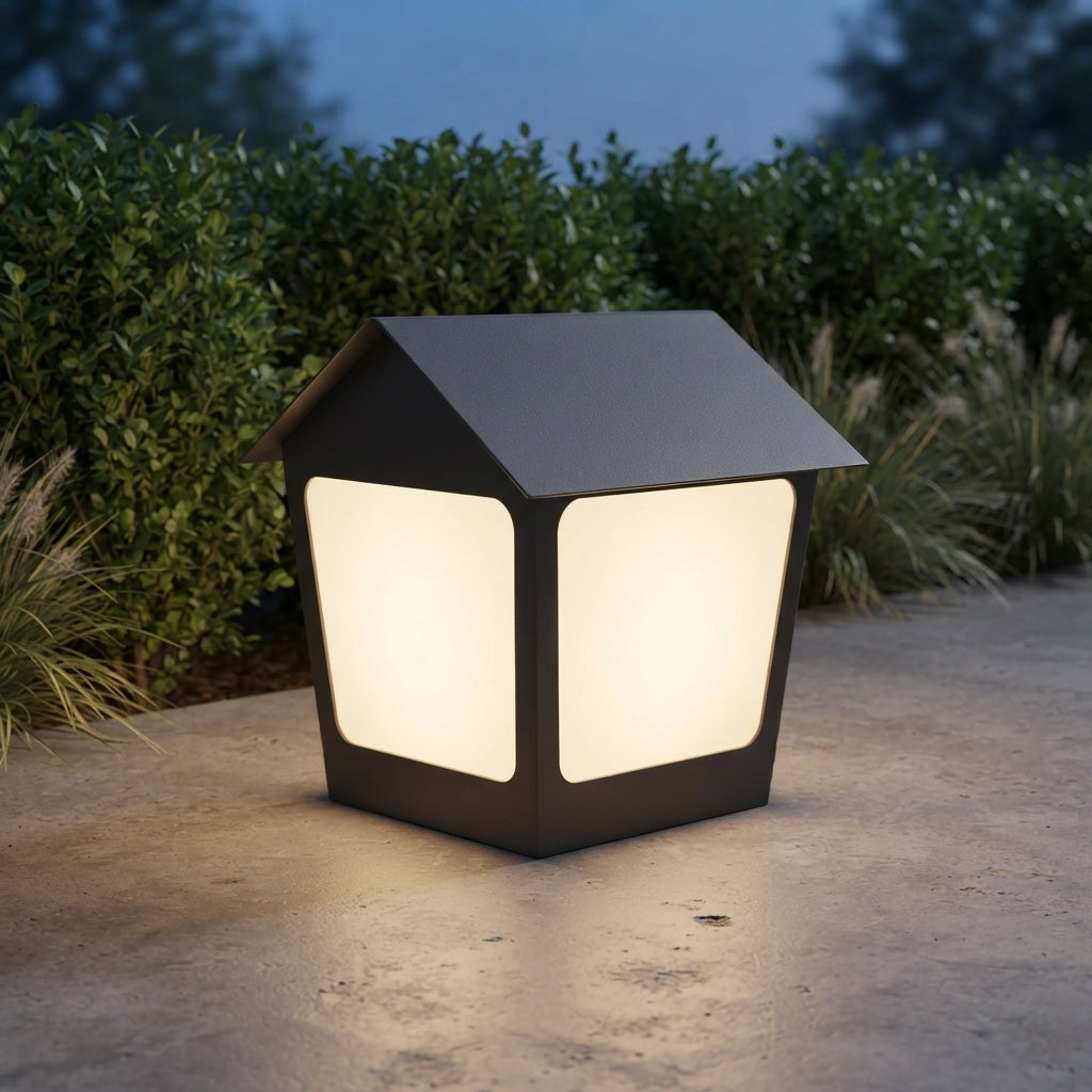 Modern Post Light - Stainless Steel and Acrylic Column Lamp with Solar or Hardwired Power in 7.87 to 15.75 Inch Diameters for Patios
