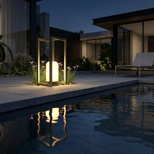 Black Outdoor Camping Lantern - Matte Stainless Steel and Acrylic 5W Warm LED with Hardwired, USB or Solar Power in Two Designs